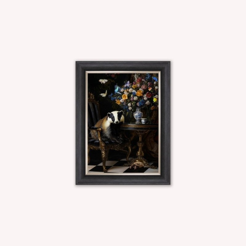 Curiosity Badger at the Stately Home Framed Wall Art Curiosity Badger at the Stately Home Framed Wall Art