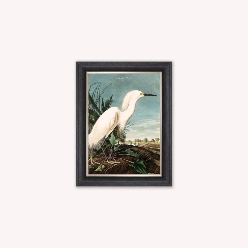 Snowy Heron Luxury Velvet Framed Wall Art Snowy Heron Luxury Velvet Framed Wall Art