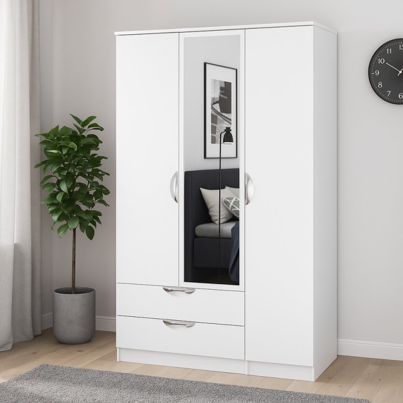 Carisbrooke Tall Triple 2 Drawer Mirror Robe Carisbrooke Tall Triple 2 Drawer Mirror Robe
