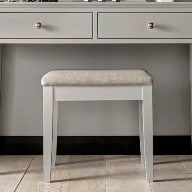 Gatcombe Soft Grey Stool - Pebble Grey Fabric Gatcombe Soft Grey Stool - Pebble Grey Fabric