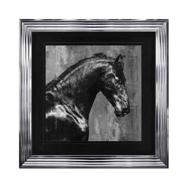 Black Stallion - Chrome Frame - 75x75cm Black Stallion - Chrome Frame - 75x75cm