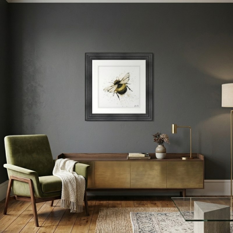 Bumble Bee - Charcoal Frame - 75x75cm Bumble Bee - Charcoal Frame - 75x75cm