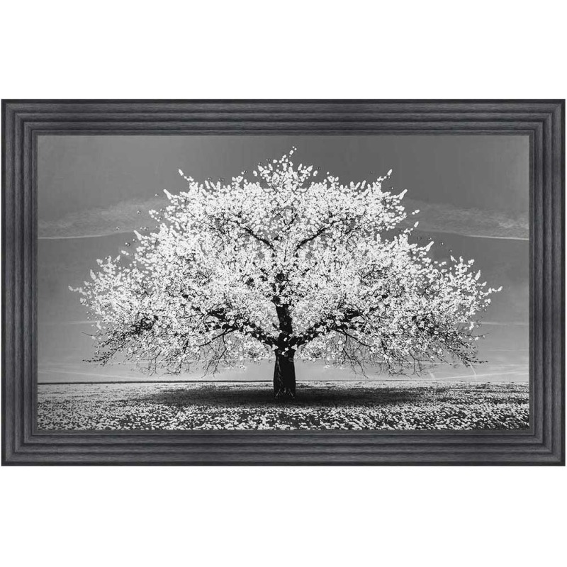 Cherry Tree White - Charcoal Frame - 115x115cm Cherry Tree White - Charcoal Frame - 115x115cm