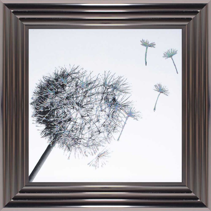 Dandelion Sparkle - Silver Frame - 75x75cm Dandelion Sparkle - Silver Frame - 75x75cm