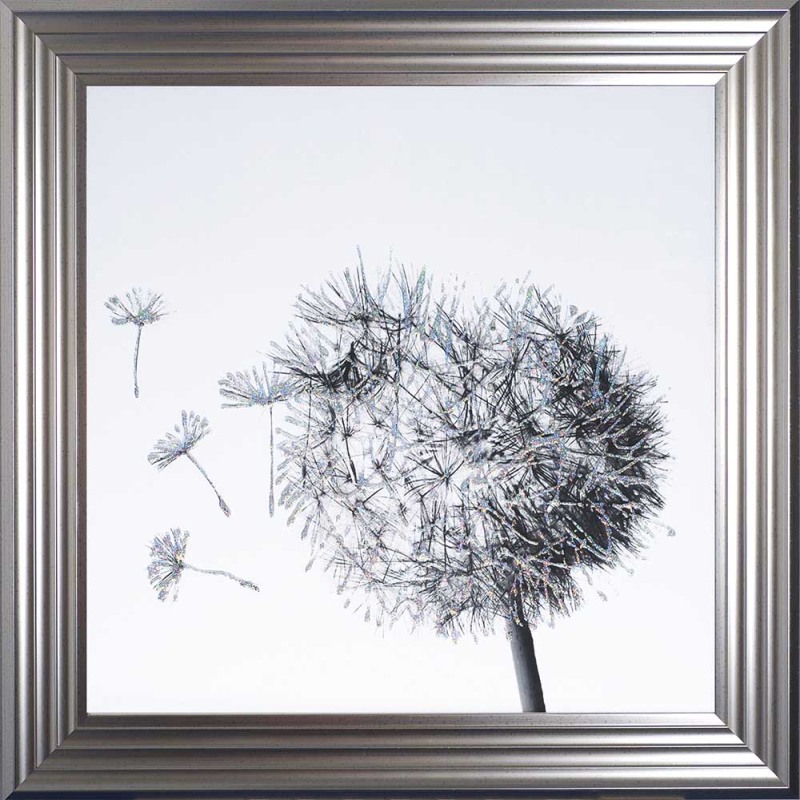 Dandlion Glitz - Silver Frame - 75x75cm Dandlion Glitz - Silver Frame - 75x75cm