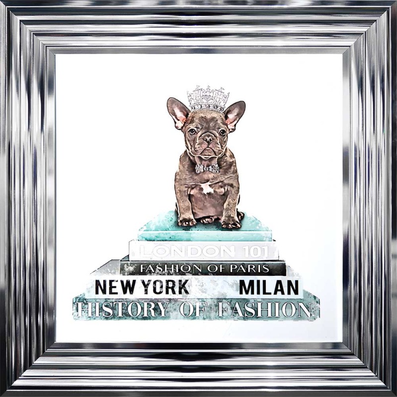 Frenchie Teal - Chrome Frame - 55x55cm Frenchie Teal - Chrome Frame - 55x55cm