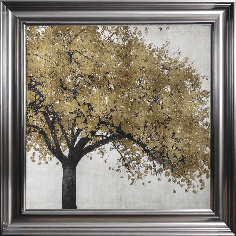 Golden Blossom - Metallic Vegas Frame - 75x75cm Golden Blossom - Metallic Vegas Frame - 75x75cm