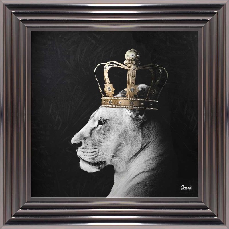 Lion Queen - Metallic Frame - 75x75cm Lion Queen - Metallic Frame - 75x75cm