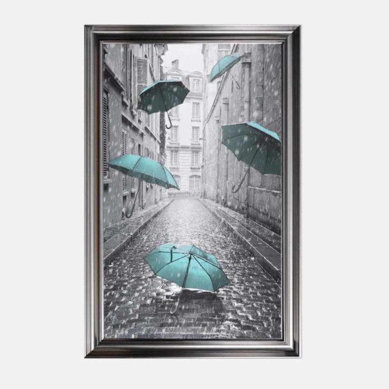 Umbrella Street Teal - Metalic Frame - 114x74cm Umbrella Street Teal - Metalic Frame - 114x74cm