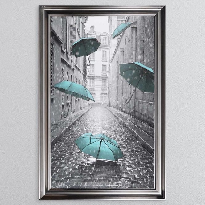 Umbrella Street Teal - Metalic Frame - 114x74cm Umbrella Street Teal - Metalic Frame - 114x74cm