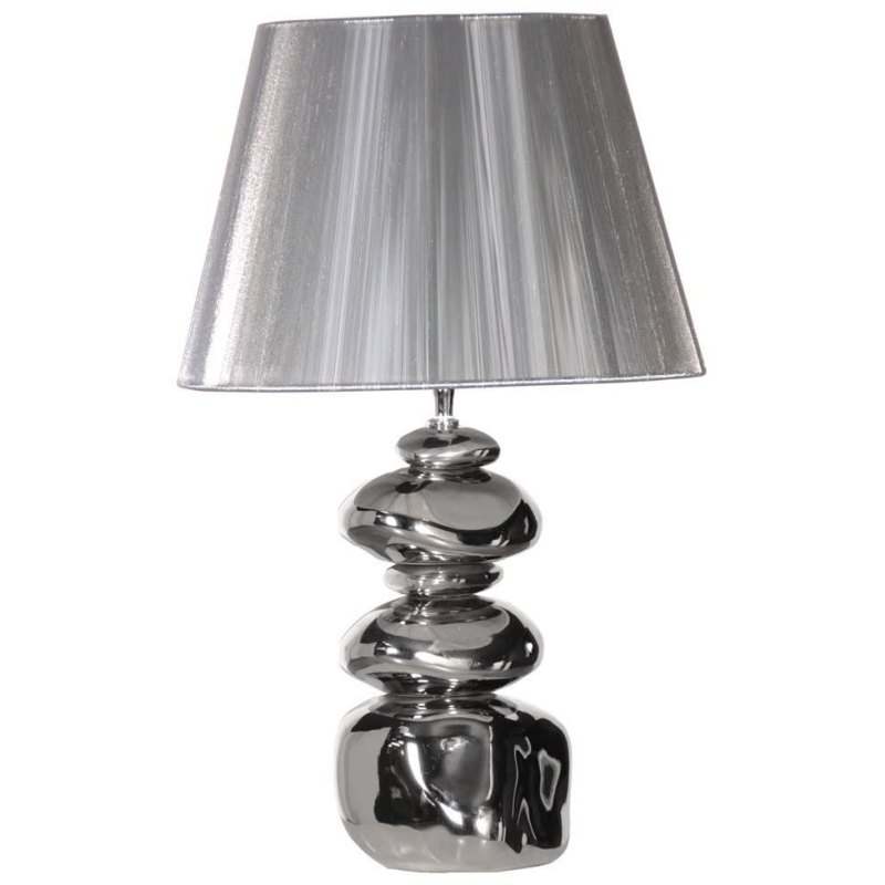 Silver Stack Pebble Lamp with Shade Silver Stack Pebble Lamp with Shade