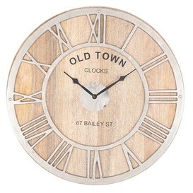Raw Nickel & Mango Wood Round Wall Clock Raw Nickel & Mango Wood Round Wall Clock