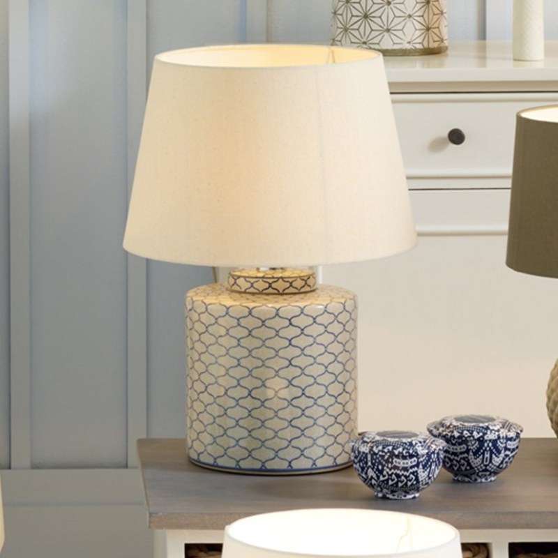 Grey & Blue Detail Ceramic Table Lamp Grey & Blue Detail Ceramic Table Lamp