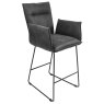 Kent Bar Stool with Arms - Grey Suede