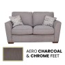 Angelina 2 Seater Sofa Standard Back In Aero Charcoal with Chrome Feet - Special Deal