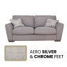Angelina 3 Seater Sofa Standard Back In Aero Silver with Chrome Feet - Special Deal Angelina 3 Seater Sofa Standard Back In Aero Silver with Chrome Feet - Special Deal