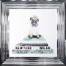 Pug Teal - Chrome Frame - 55x55cm