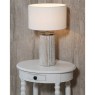 Grey Wash Wood Column Lamp Complete